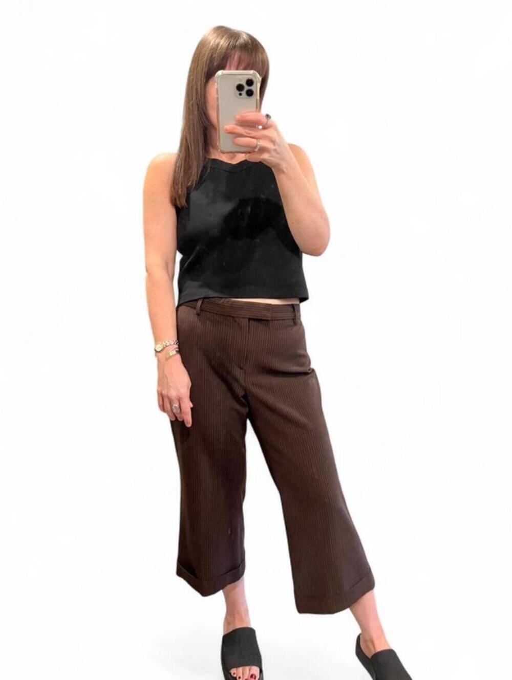 Vintage Y2K Gap Brown Pinstripe Cropped Dress Pants Capri Trousers